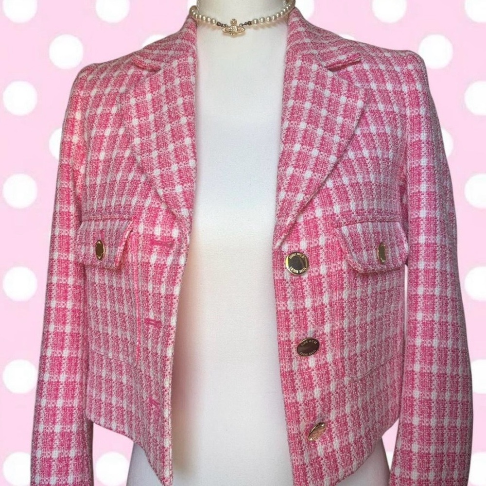nine west pink tweed blazer